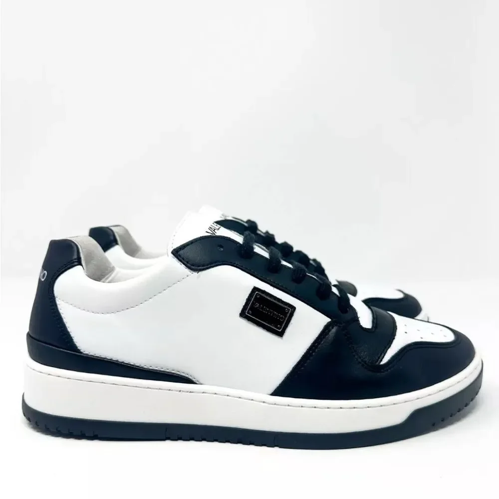 Valentino Oliver Leather Sneakers in Black-White, NWT, Size 10.5